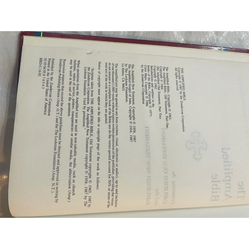Amplified Bible AMP Zondervan Hardcover Red 1992 Old New Testament Study Bible